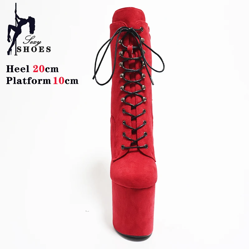20CM/8Inches Sexy Stripper Ankle Boots Faux Suede Round Toe Hate SKY High Pole Dance High Heels Nightclub Catwalk Platform Shoes