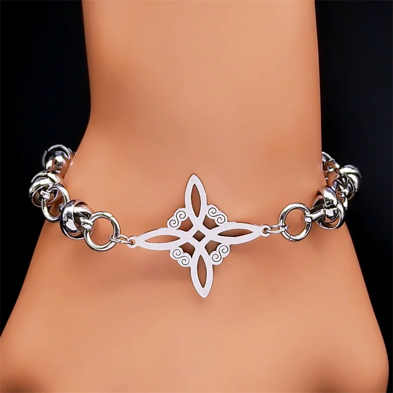 Ästhetisches keltisches Irish-Anhänger-Armband aus Edelstahl für Damen und Herren, Glücks-Amulett-Schutzkette, Schmuck, Nudo de Bruja – Detail 9