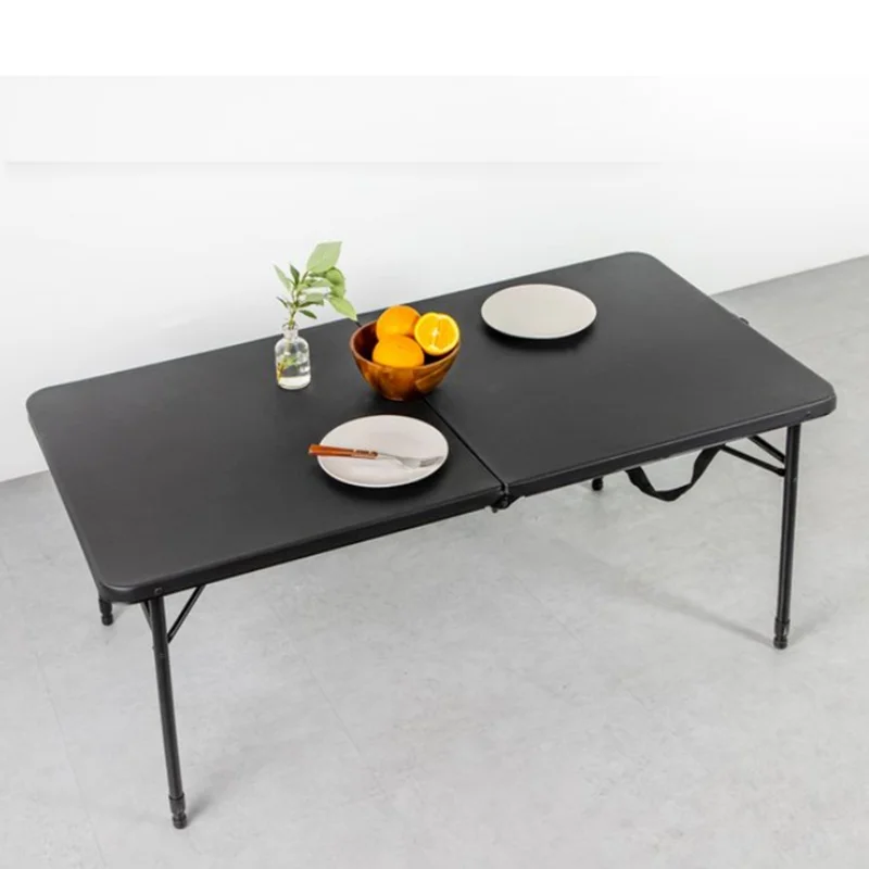 Mainstays 4 Foot Fold-in-Half Adjustable Folding Table, Rich Black images - 6