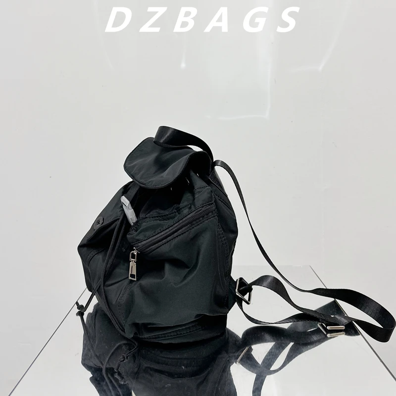Korean Style Fashion Casual Women's Backpack Autumn Winter Retro All-Match Solid Color Zipper Lace-up Backpacks for Ladies