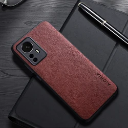 Luxury Leather Business Case - Simple Design for Xiaomi 12X (Coffee)