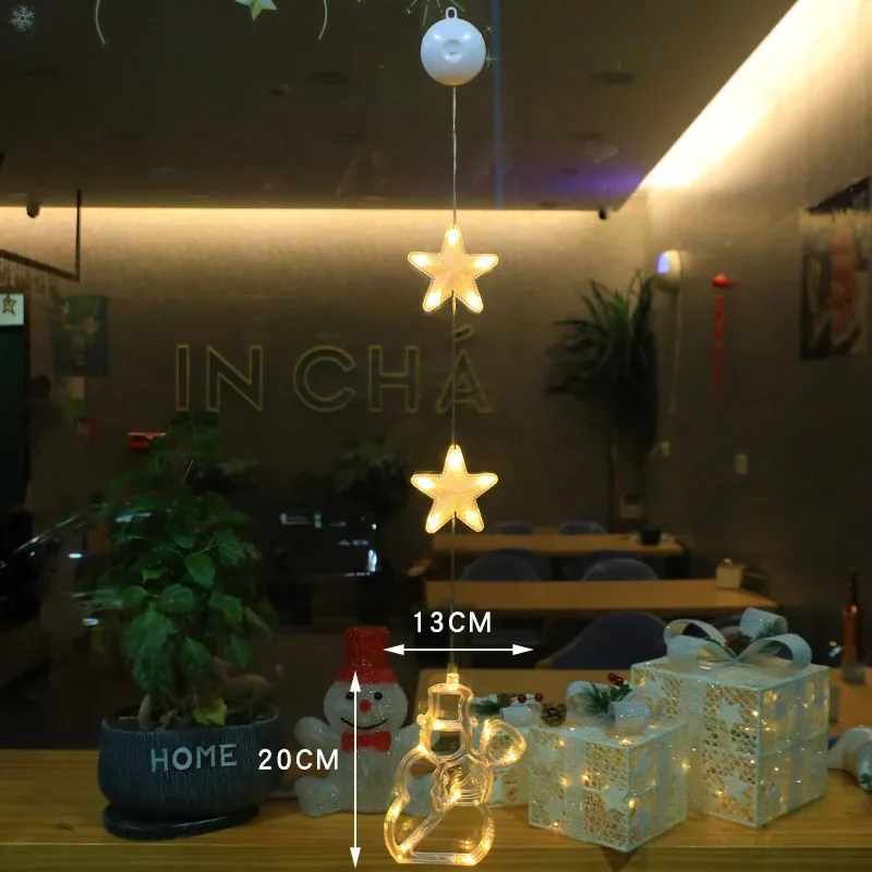 thumbnail image 1 of Lámpara de ventosa navideña con forma de estrella y luna LED, adornos navideños para el hogar, bodas, fiestas, adornos colgantes para ventanas, regalos de Navidad y Año Nuevo, 1 of 5