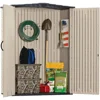 Large Plastic Weatherproof Outdoor Storage Shed with Double Wall Construction for Backyard, Garden, and Patio, Sandstone 5