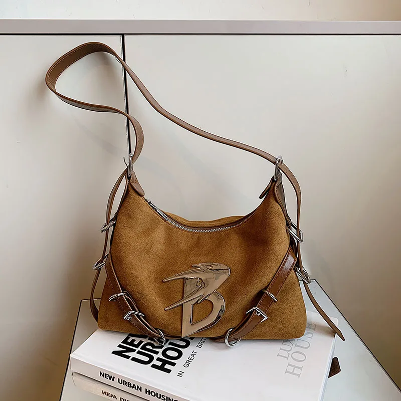 

New Diagonal Cross Bags Women Shoulder Messenger Bag Luxury Designer Bags Women Handbag Vintage Faux Suede Casual Crossbody Bag