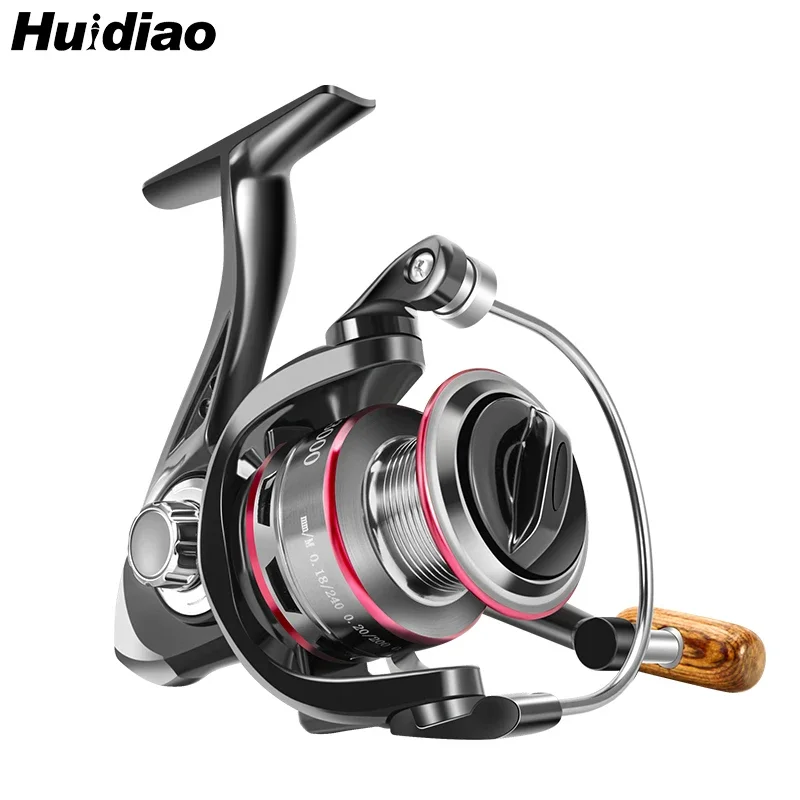 Moulinet de pêche spinning Huidiao 1000-7000, ratio 5.2:1 pour lancer longue distance avec bobine et manivelle métal