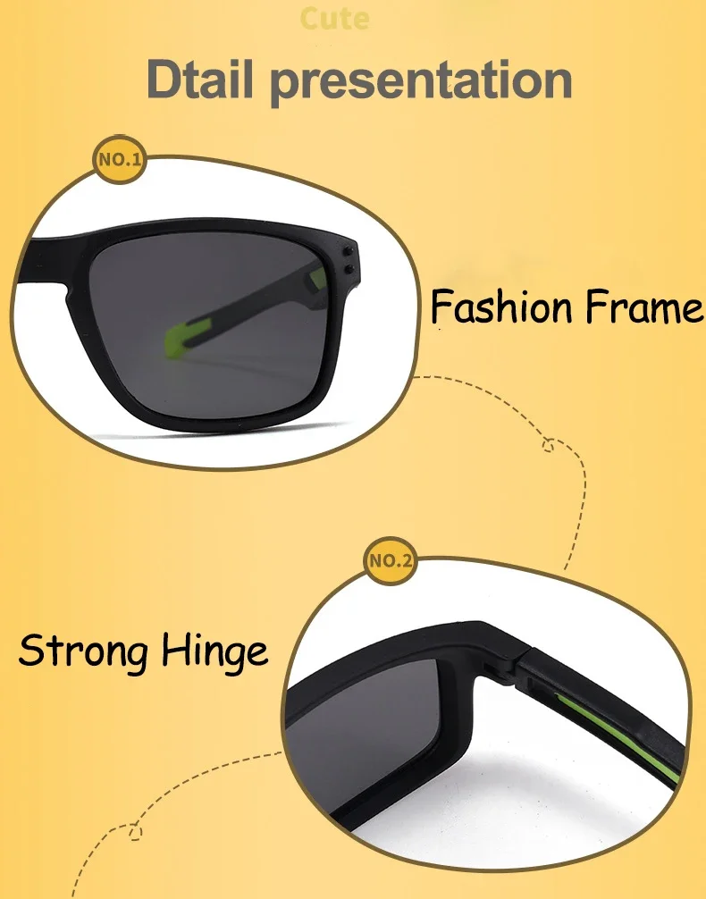 Outdoor Sports Kids Square Sunglasses Polarized UV400 Protection Flexible Silicone Glasses Shades for Boys Girls 3-12_voghion.com