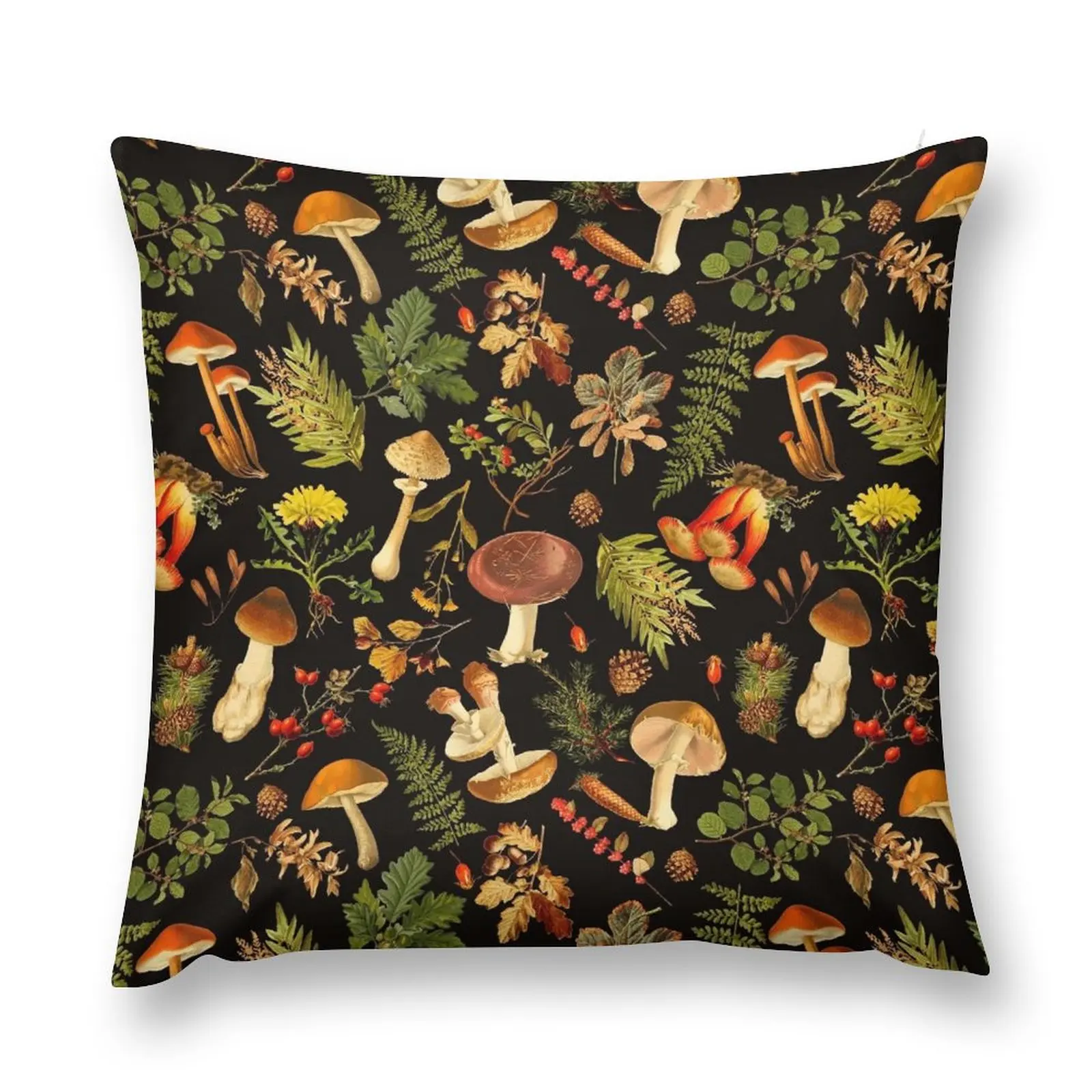 

Thanksgiving Mushrooms Harvest Botanical Night Garden Throw Pillow Sofa Cushions pillows decor home Luxury Cushion Cover