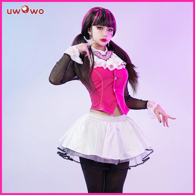 Em estoque uwowo dráculauraa cosplay traje mais vendido rosa terno vampiro anime feminino cosplay traje de halloween - AliExpress