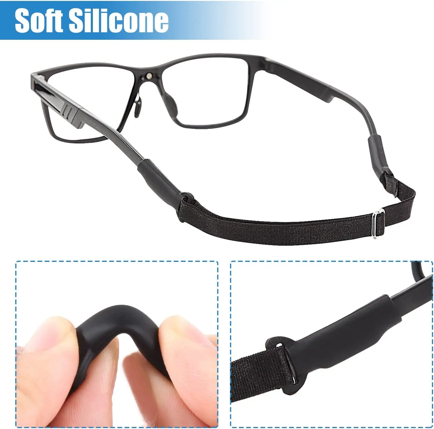 Glasses Straps Glasses Anti Slip Sleeve Glasses Retainer Elastic Glasses Anti Slip Strap Stretchy Neck Cord Outdoor Sport Eyeglasses String Sunglass Rope Band Holder Eyewear Accessory