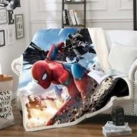 Spider-Man Furry Custom Blanket Luxury Plush Blankets Throw Baby  Winter Fleece Microfiber Fabric Modern Printed 1