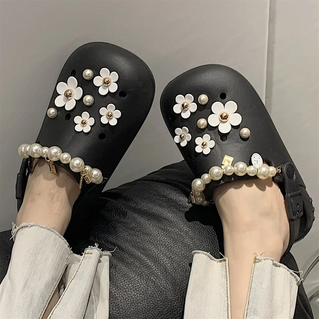 Flower Shoes Charms For Girls & Women, Shoe Charms For Croc Bling Shoe  Decoration With Chains For Clog Sandals Kawaii Shoe Accessories