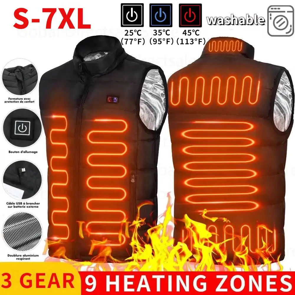 Veste chauffante 9 zones homme et femme avec technologie graphene et alimentation USB pour la pêche