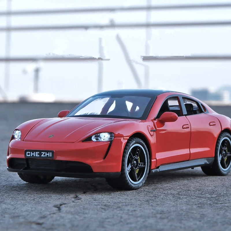 TOKAXI Modelos De Coches Fundidos Porsche Taycan Escala 1/36, Vehículos De Retroceso Porsche Coche De Juguete, Regalos De Coches Para Niños Y Niñas