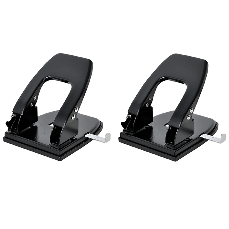 

2 Pcs Two Double-Hole Puncher Black Manual Puncher Metal Double Hole Puncher Capacity Of 30 Sheets