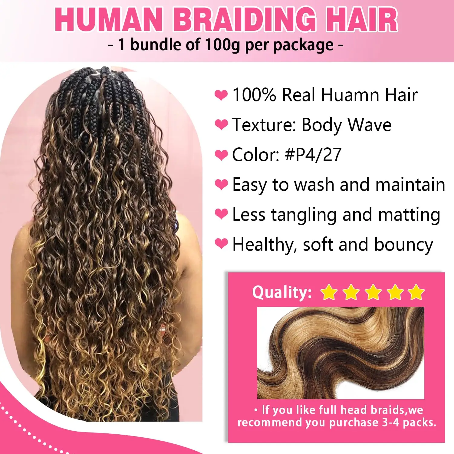 Human Braiding Hair For Boho Braids Body Wave Bulk For Braiding Knotless 100% Unprocessed Vietnamese Virgin Hair Extensions 3