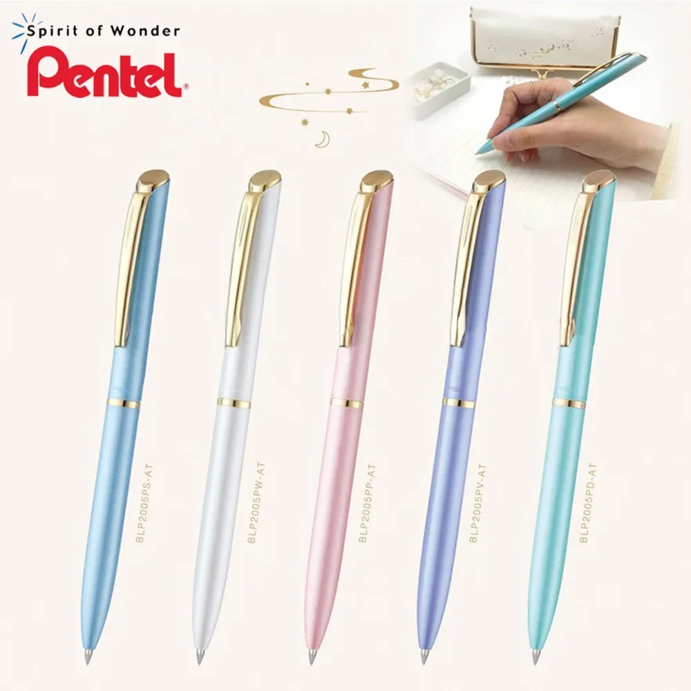 japan-pentel-metal-gel-pen-05mm-limited-edition-blp2005p-black-pen-office-cute-stationery-pens-for-writing-kawai-supplies