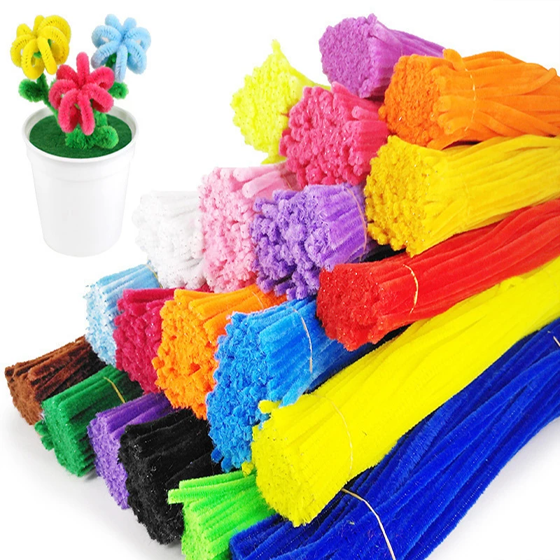Chenille Pipe Cleaners 30cm 50pcs Chenille Stem Pipe Plush Strips Sticks Kids DIY Craft Creative Toys Educational Handmade Twist Rod Party Supplies