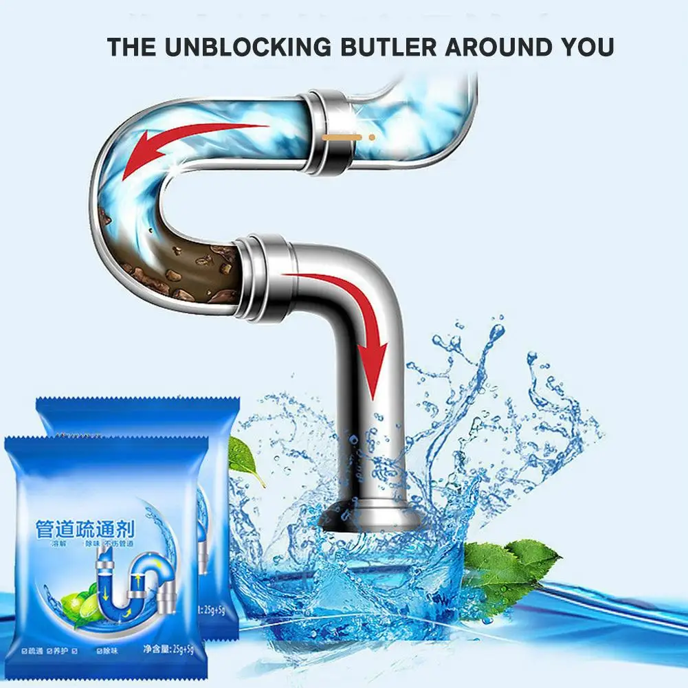 Powerful Pipeline Dredging Agent Powerful Kitchen Drain Toilet Supplies Household Pipe Deodorant Clogging 30G Sewer M2U9