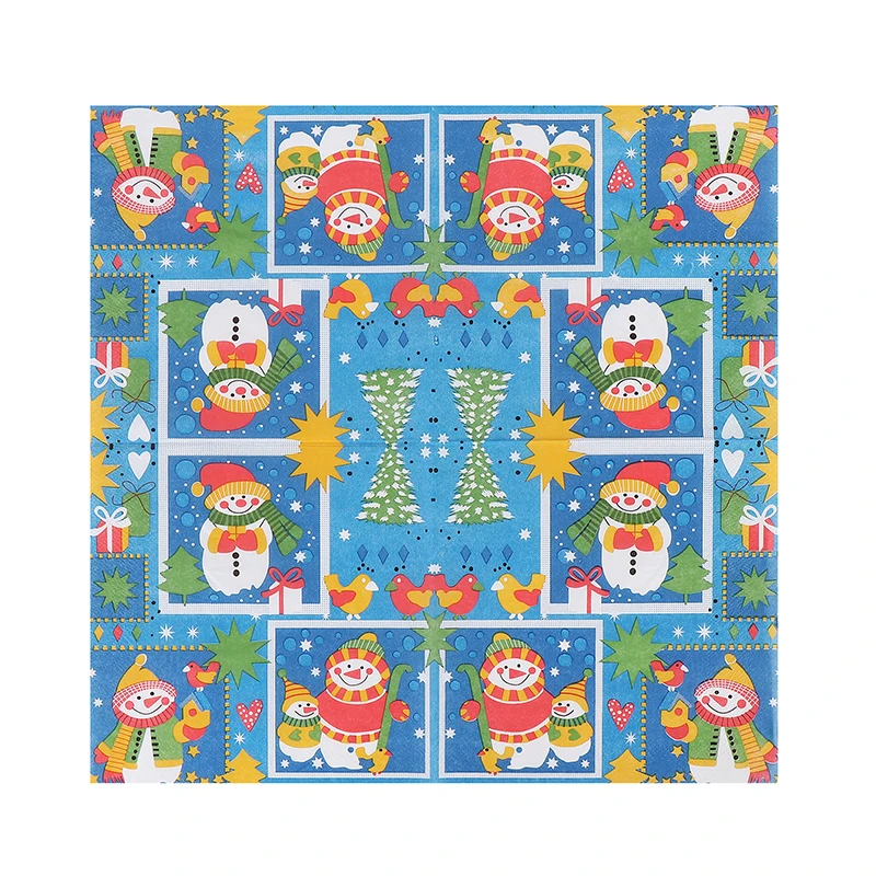 10/20pcs/Pac Colourful Christmas Snowman Printed Tissue Paper Christmas Party Children's Birthday Party Table Decoration Paper