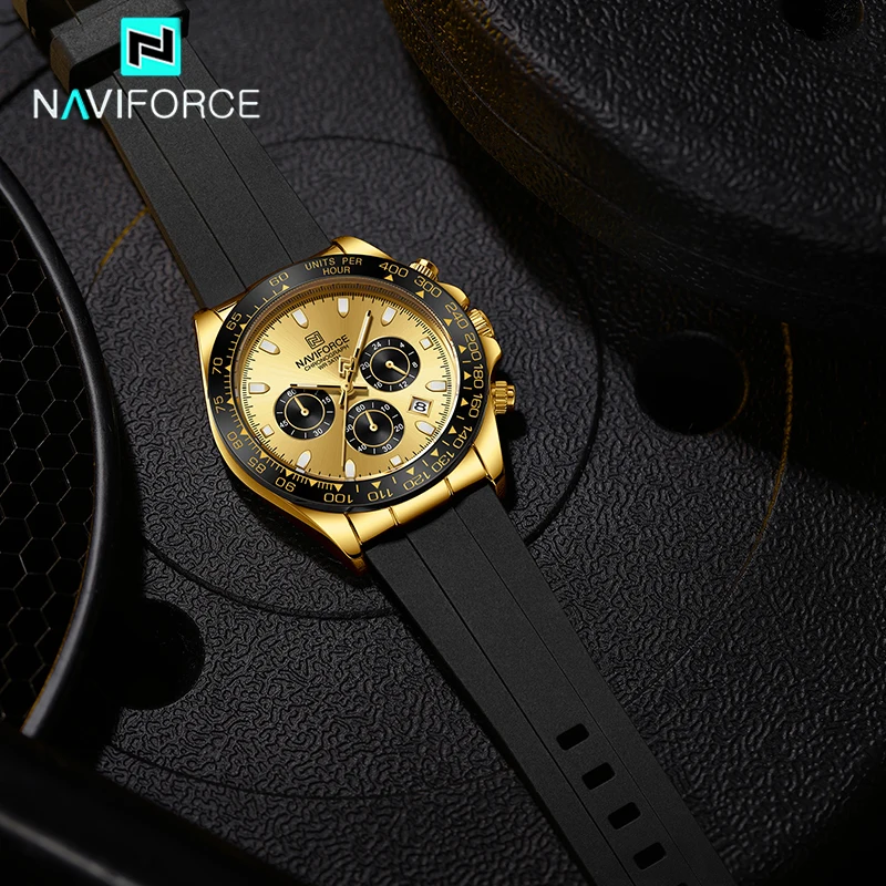 NAVIFORCE Luxury Multi-Functional Chronograph Sport Watch with Silicone Band and Luminous Features