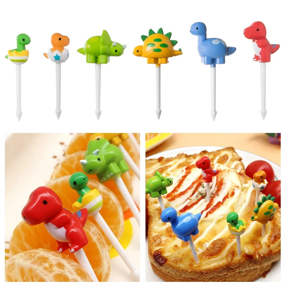 Description Picture 3 of itemDinosaur Food Picks for Kids Children Mini Fruit Forks Cute Animal Snack Dessert Toothpicks Toddler Lunch Box Decor Accessories