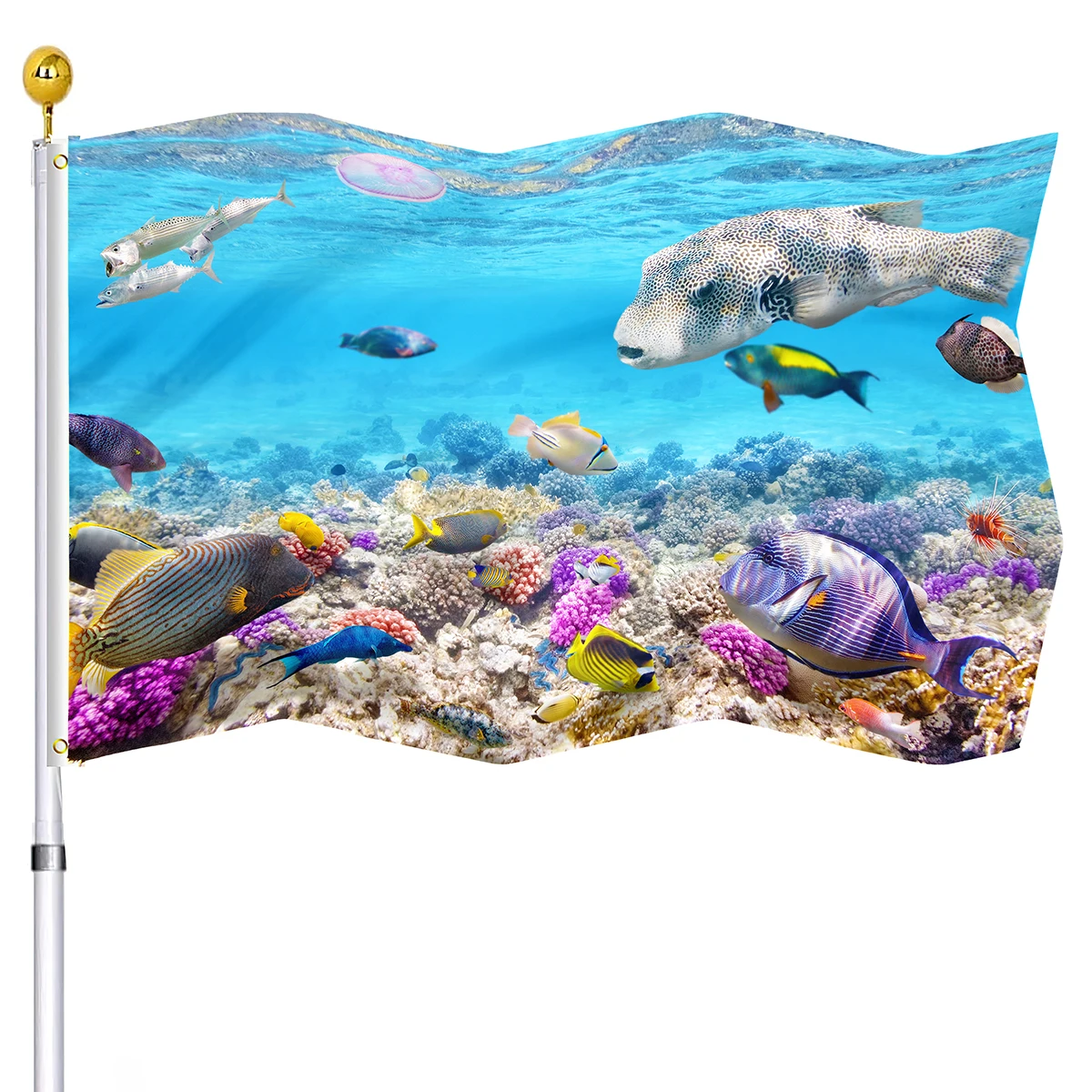 

Ocean Flag Underwater Animals Flag for Home Party Garden Indoor Outdoor Flags Decor with Brass Buttonhole for Women Men Gifts