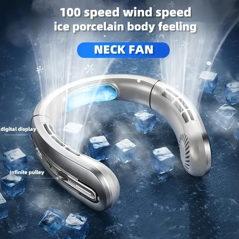 Ventilateur De Cou Pliable Sans Pales - Rechargeable USB 1600 MAh - 3  Vitesses - Léger Et Portable