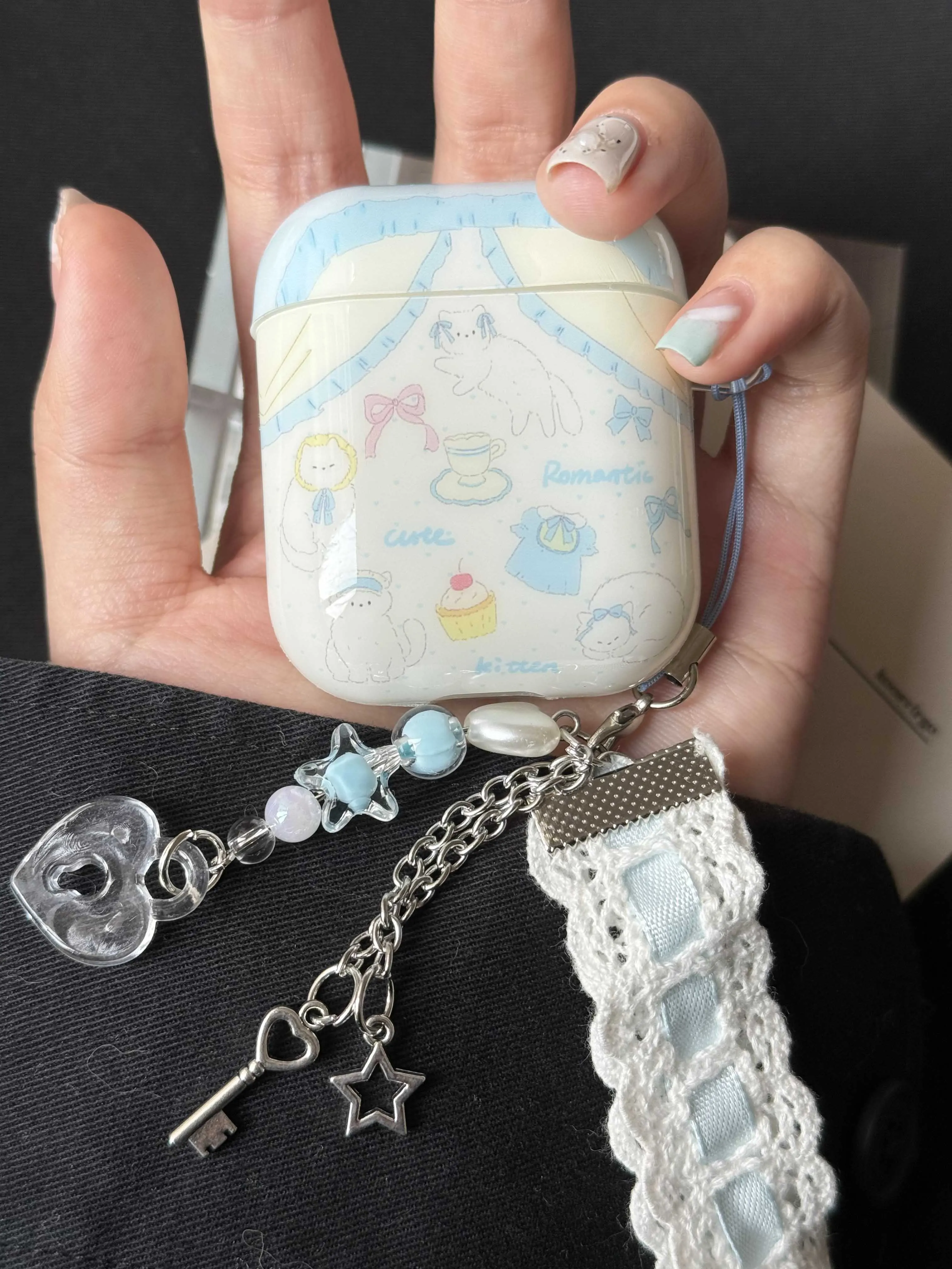 Cute Cartoon Cat Chain Earphone Case For Airpods