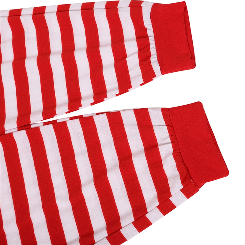 Red and White Striped Family Christmas Pajamas Sets Couple Onesie Plus Size Pajamas Matching Sets for Couples