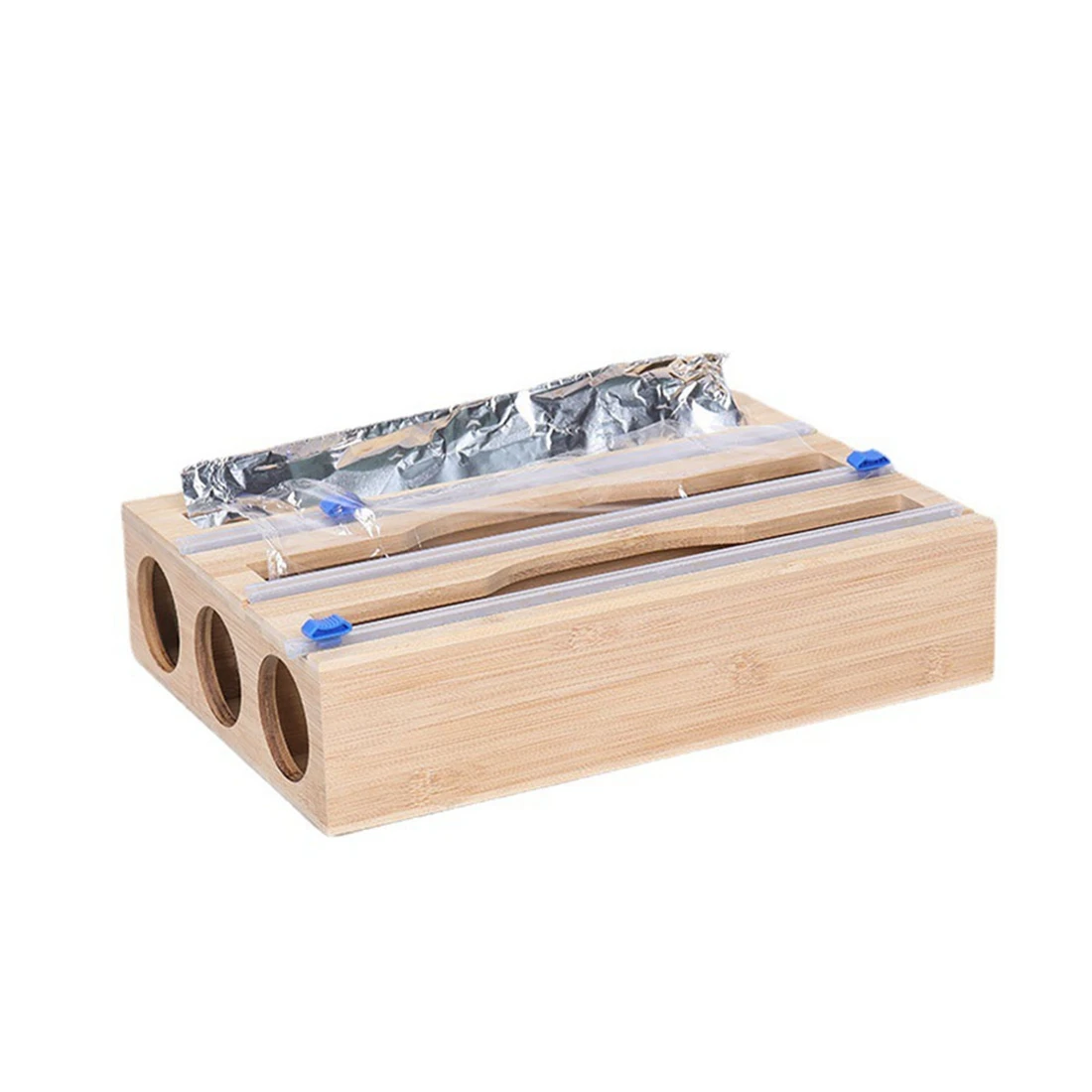 

Wooden Cling Film Cutter Wrap Dispenser Wrap Cutter Foil Film Cutting Paper Cling Film Cutter Storage Holder Kitchen