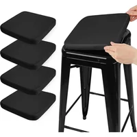 Modern Faux Leather Magnetic Bar Stool Cushions 4 Pack Square Chair Pads Comfortable Soft Stackable Bistro Dining Use 2