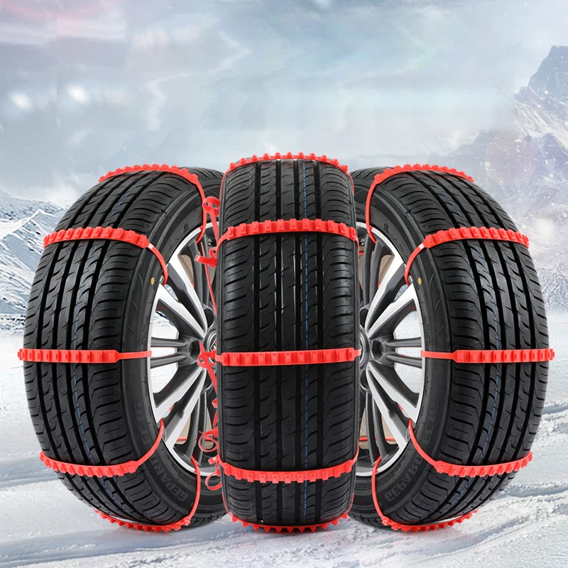 Corbatas portátiles para neumáticos de coche, correa de cadena antideslizante para nieve y barro, Cable para vehículos de emergencia al aire libre, 1/4 piezas