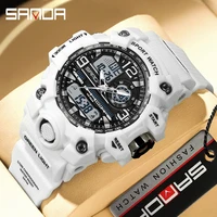 SANDA 3353 LED Sports Waterproof Electronic Shockproof Lady Quartz Wristwatches Dual Display Digital Watch for Boy Girl Children