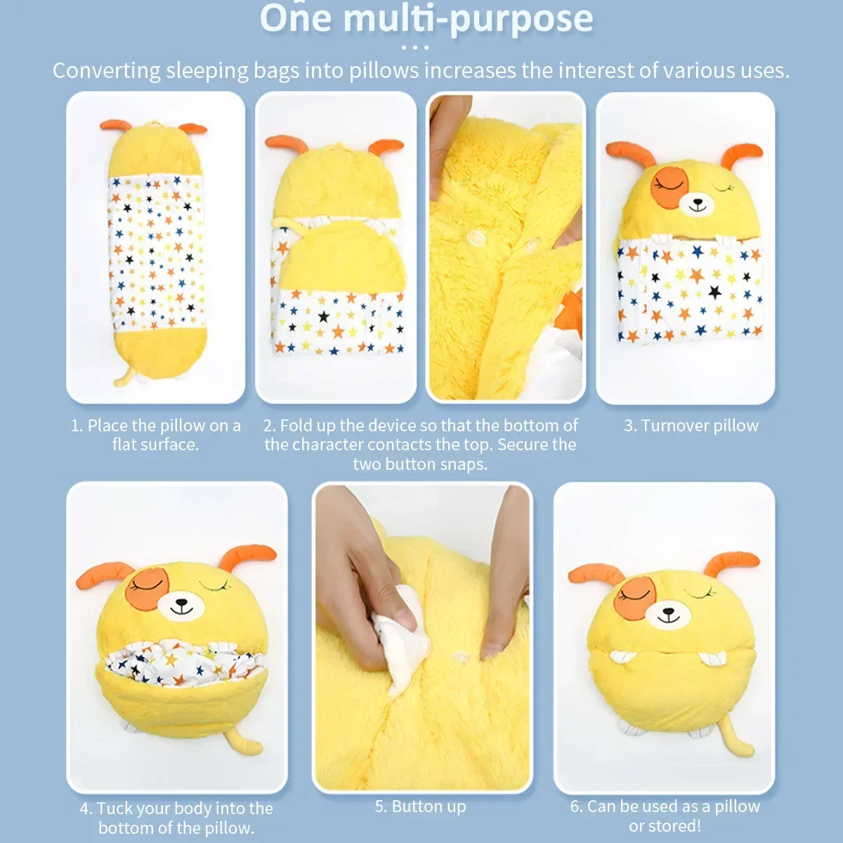 Children's Cartoon Sleep Sack for Birthday Gift Kids Sleeping Bag Plush Doll Pillow Baby Boys Girls Warm Soft Lazy Sleepsacks