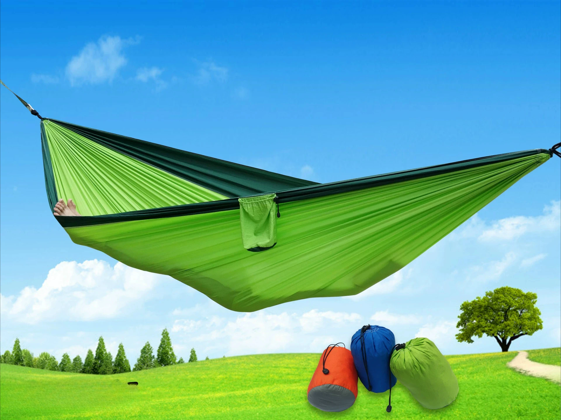 1/2pcs Outdoor Hammock 270*140cm Portable Hanging Anti-side-over Camping Hammock For 2 People Outdoor Camping Supplies 4