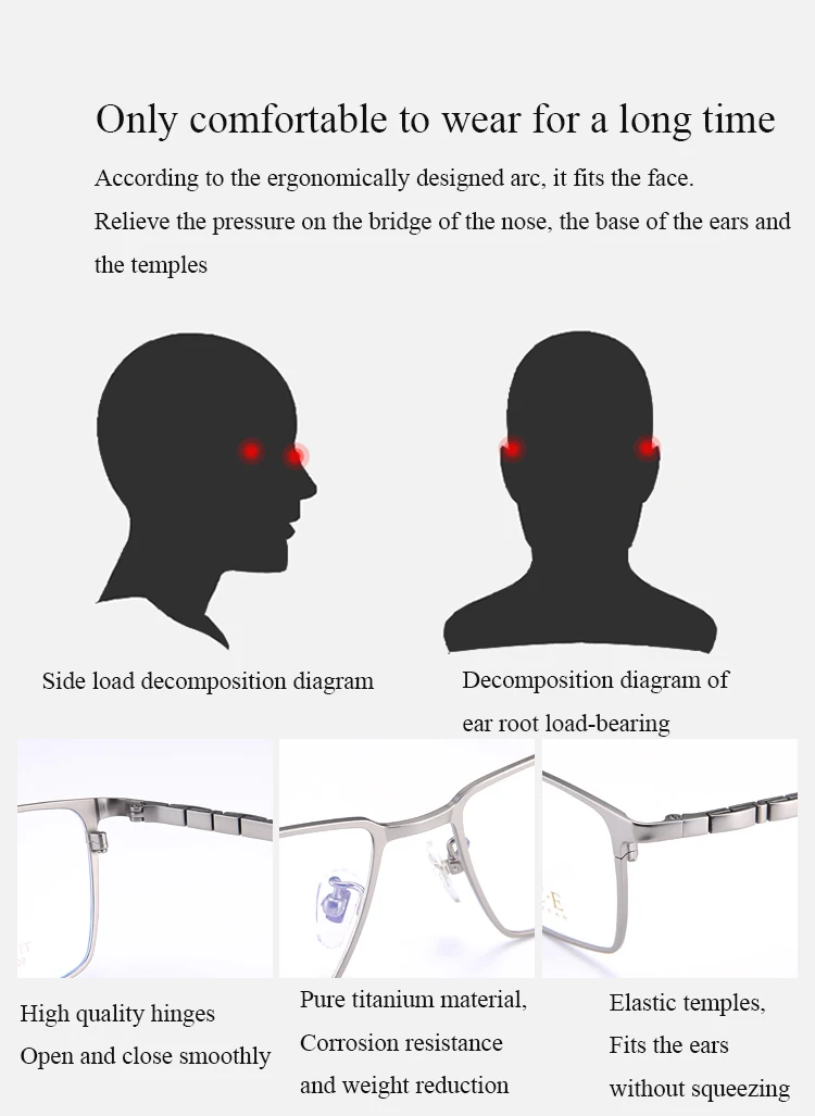 BCLEAR DESIGN Männer Reinem Titan Brille Rahmen Mode Männlichen Platz Ultraleicht Auge Myopie Brillen Hohe Qualität Heißer – Detail 3