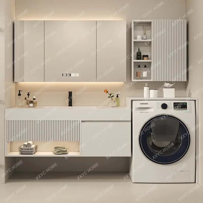 All-in-One Cabinet Combination Stone Plate Bathroom Cabinet Seamless Ceramic Basin Washstand