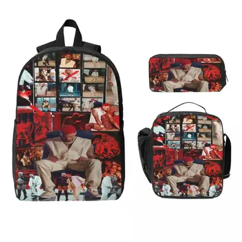 3Pcs Chris Brown Breezy Bowl XX Tour 2025 School bags Set for Kids Pencil Boxes Backpack Sets with Lunch Box For School 1
