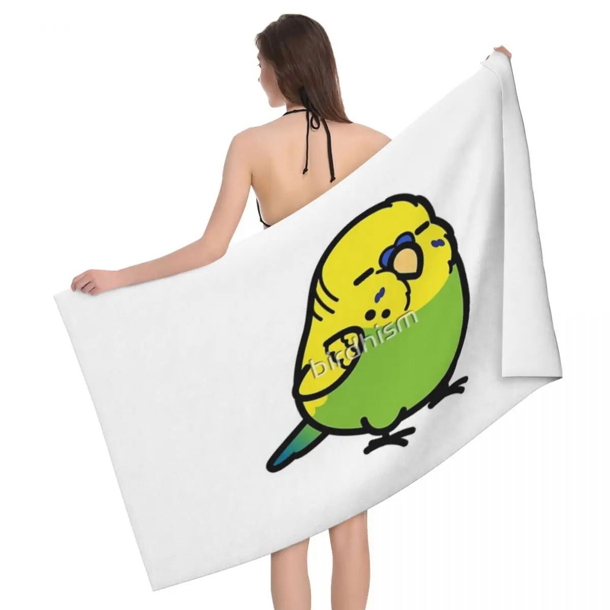 

Chubby Green English Budgie 80x130cm Bath Towel Soft For Tour Wedding Gift