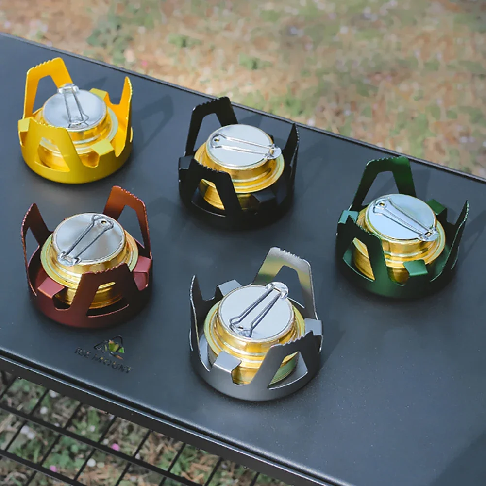 Tragbarer Mini-Alkohol-Herd brenner verstellbarer Feuerkraft-Benzin herd Aluminium legierung halterung ultraleichte Messing-Camping öfen – Detail 3