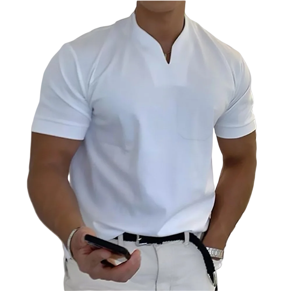 جديد 2024 موضة تي شيرت رجالي بلون القطن قصير الأكم...