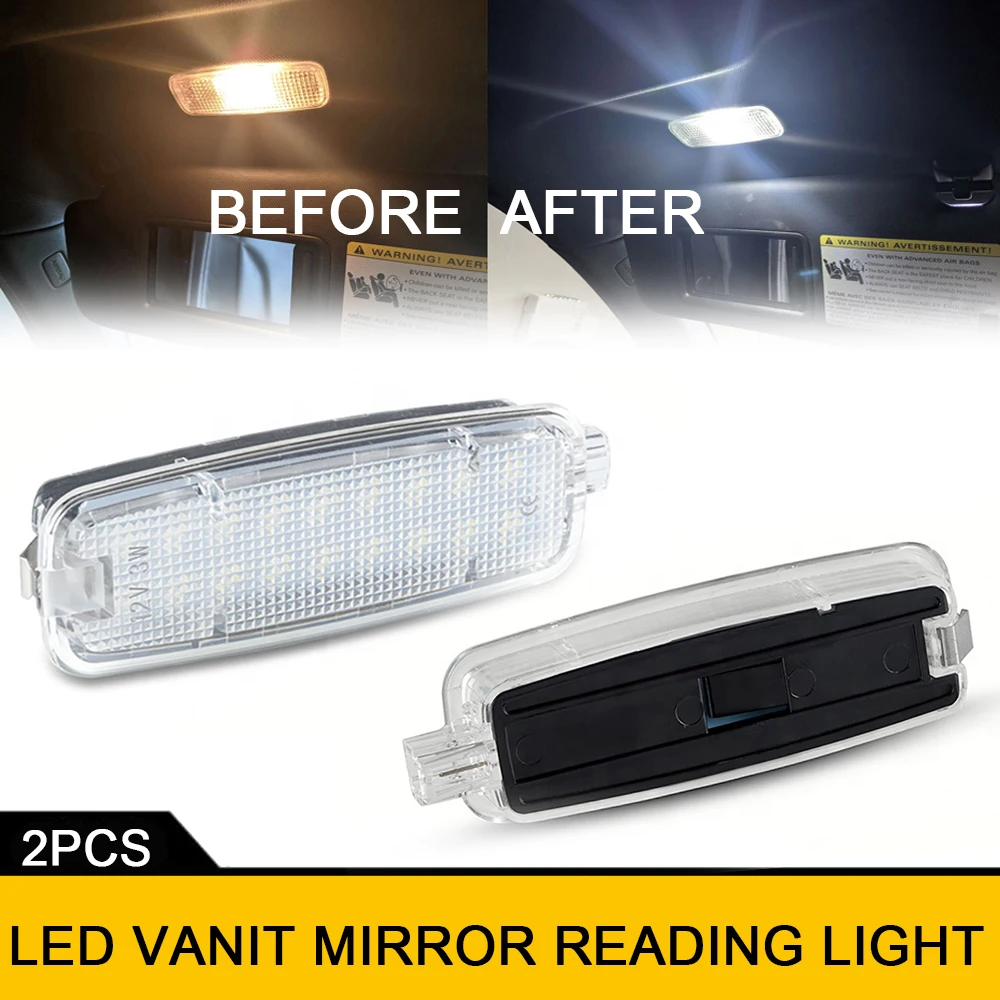 2X Led Inteiror Sun Visor Luce Testa Della Cupola Della Lettura Lampade Per Audi A3 S3 Rs3 A4 S4 A5 S5 A6 A7 A8 S8 Q5 8R Tt Tts 8J 6000K