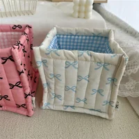 1PC Home Bow Fabric Desktop Storage Basket Placeholder Basket 2