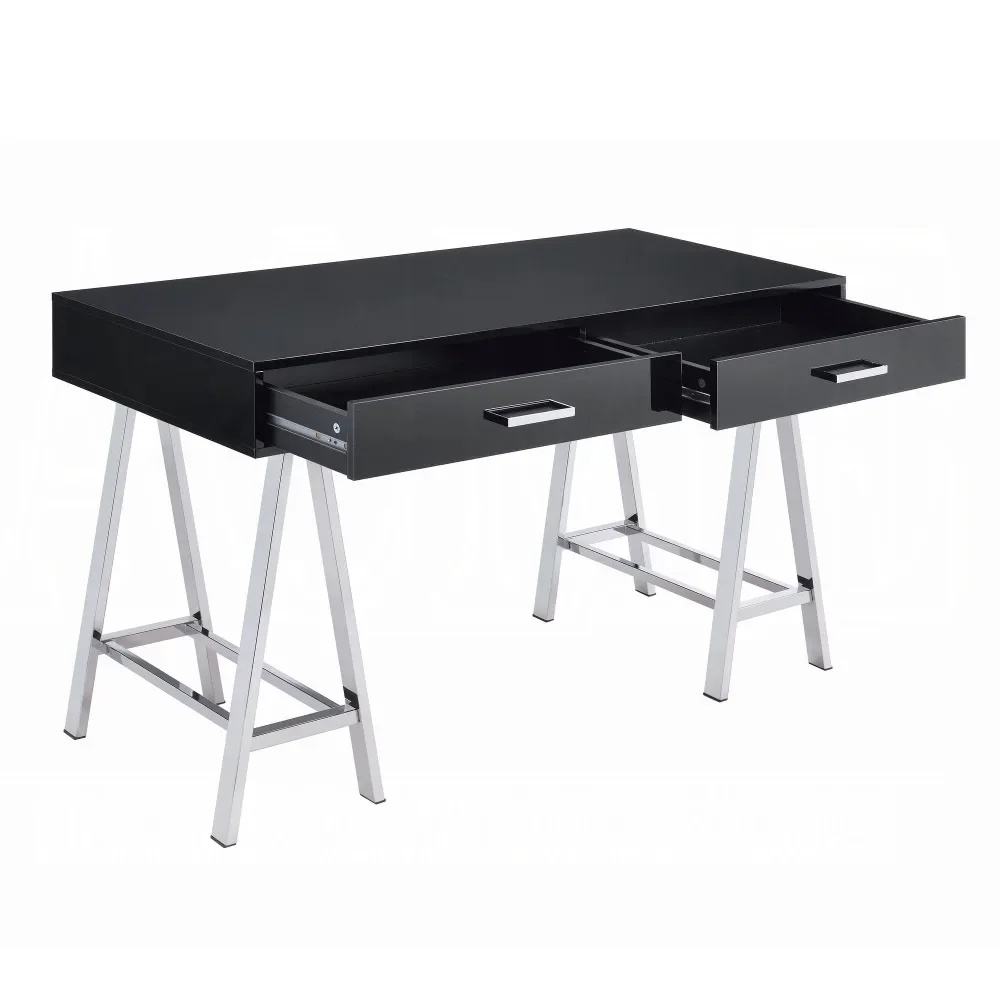 Computer Sit Stand Up Desk, Modern Look While Providing Reliable Stability ,Chrome 2-Drawer Writing Deskit Offers 3