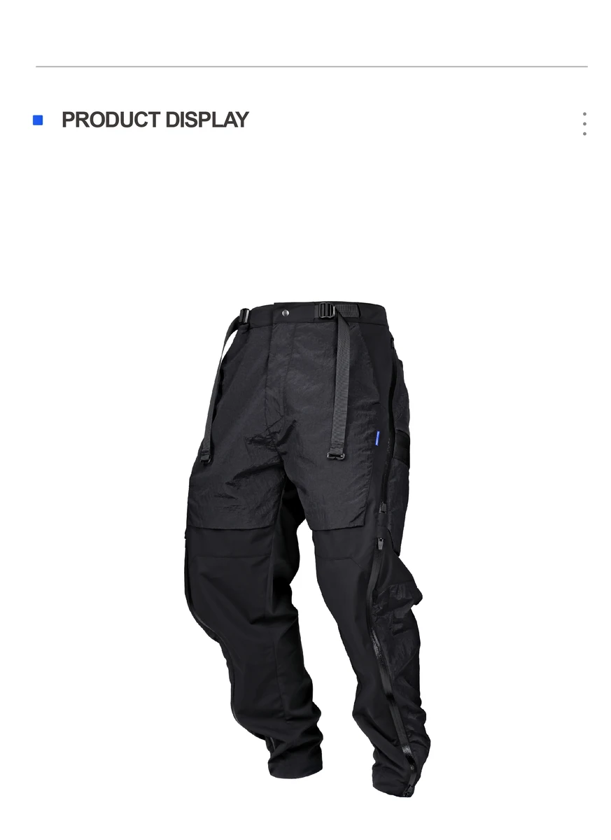 Reindee Lusion 21aw double shape zipper waterproof pants side molle waist adjustment stitching materials techwear gorpcore