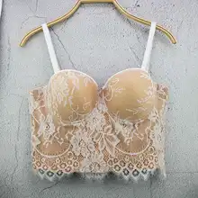 

Flower Lace Corset Crop Top Women's Nightclub Suspenders Dance Performance Sexy Vest with Straps Wrap Chest Underwire Bustier