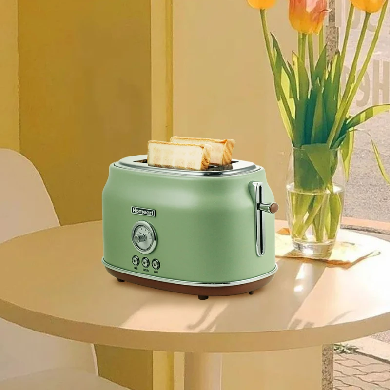 Retro Western Breakfast Bread Making Machine Multifunction 2 Slice Bread Toasters Wider Card Slot Design Machine for Bread 5