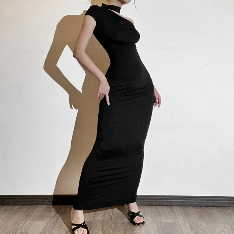 Elegant Sleeveless Irregular Bodycon Dress For Women Autumn New Fashion Long Dress Off Shoulder Party Evening Dress