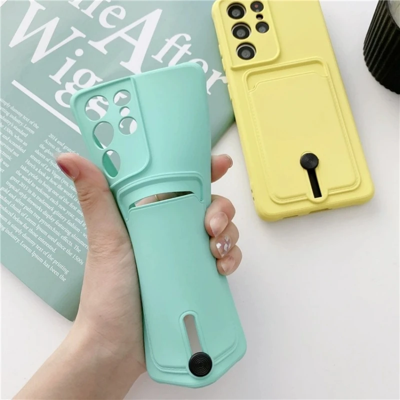 Silicone Soft TPU Mobile Phone Case with Card Slot and Credit Card Holder