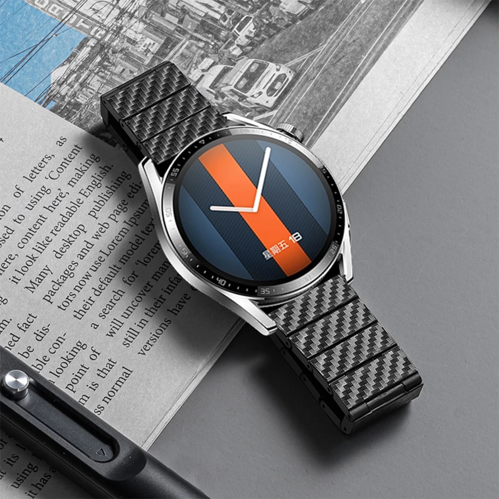 

20 22mm Magnetic Carbon Fiber Strap for Samsung Galaxy Watch 5/4 40mm 44mm 5pro 45mm Luxry Bracelet for Huawei Watch 4/4pro GT3
